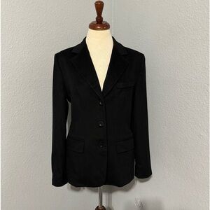 Max Mara Black Single Breasted Lapel Collar 100% Virgin Wool Blazer Sz 8 Italy